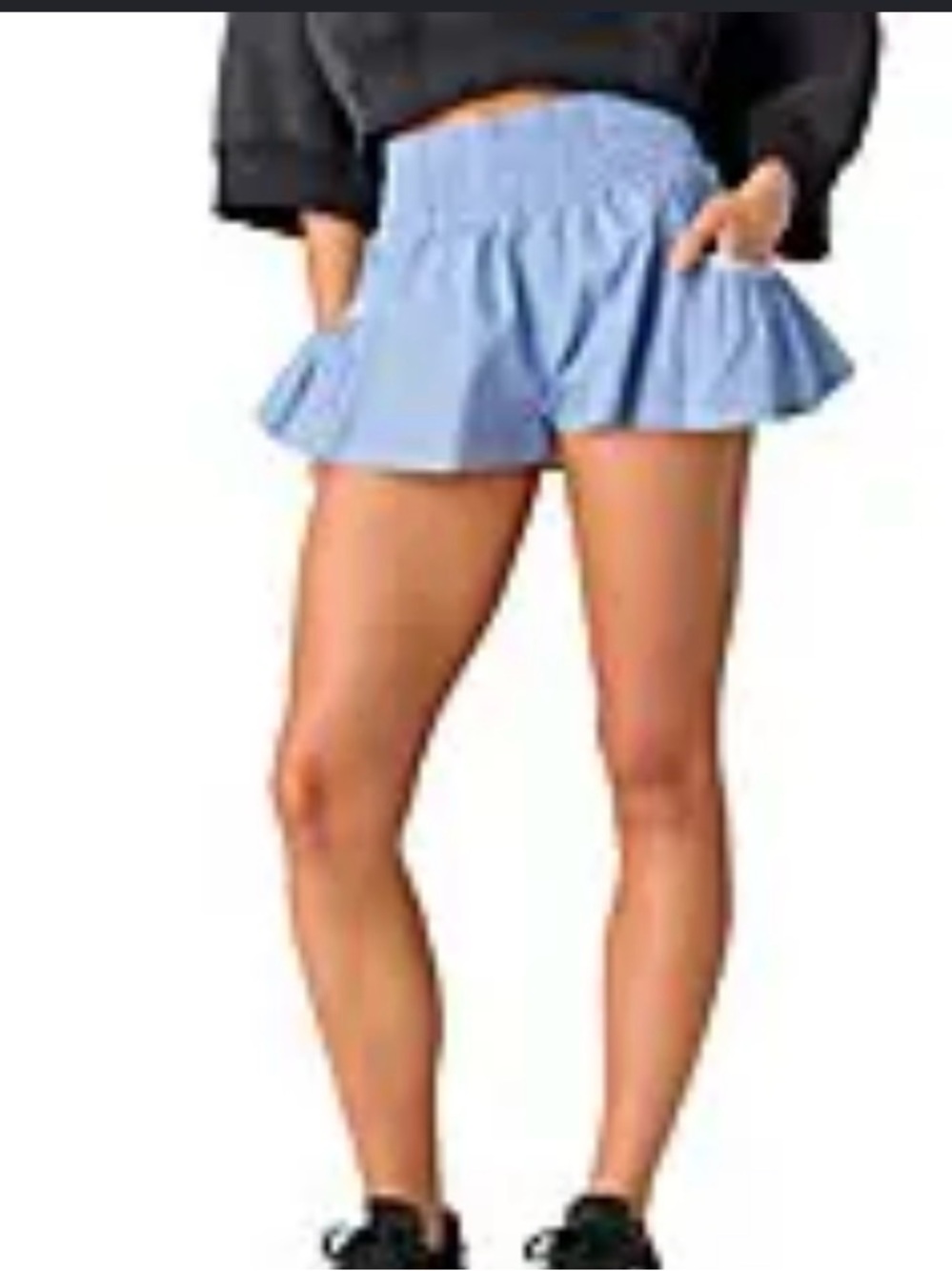 FP Movement by Free People Light Blue Ruffle Hem Shorts